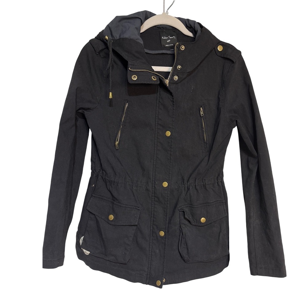 EDEN SOCIETY HOLLY CONTRAST HOOD CARGO JACKET BLACK‎ S